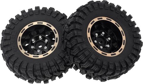 MEUS Racing 1.2 Brass Beadlock Wheels & Tire Set -4mm Offset/ET for Traxxas TRX4M Axial SCX24 AX24 FMS FCX24 Redcat Ascent-18 1/24 1/18 RC Crawler Car, 77g/pc (Style C) in Kuwait