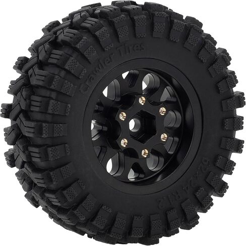 MEUS Racing 1.2 Brass Beadlock Wheels & Tire Set -4mm Offset/ET for Traxxas TRX4M Axial SCX24 AX24 FMS FCX24 Redcat Ascent-18 1/24 1/18 RC Crawler Car, 77g/pc (Style C) in Kuwait