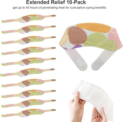 Disposable Self-Heating discomfort Relief Wrap for Neck discomfort, Wrist discomfort, Leg discomfort - All-Natural, Up to 4-Hour Soothing Heat Relief for Each Pack, 10 Count (Large, 10) in Kuwait