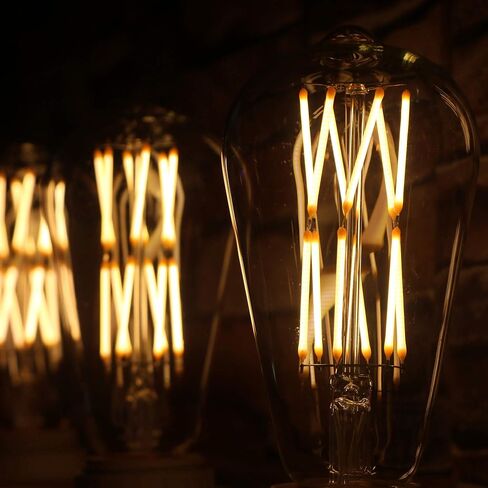 Leools Vintage Amber LED Edison Bulb Dimmable 12W, 100W Equivalent Antique Style Filament Light Bulbs,Amber Glass, Warm White 2500K, 1200LM, E26 Base, Decorative, 360 Degrees Beam Angle, Pack of 4. in Kuwait