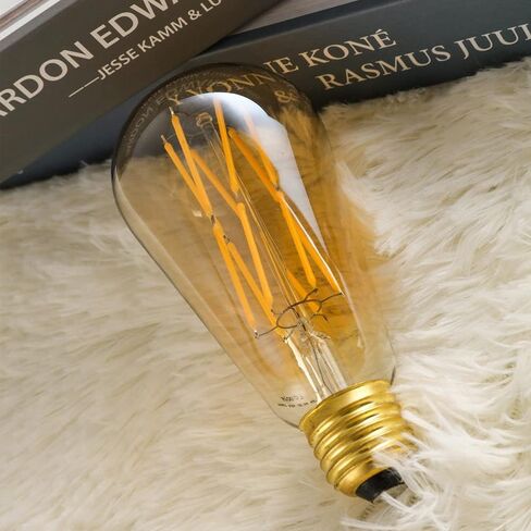 Leools Vintage Amber LED Edison Bulb Dimmable 12W, 100W Equivalent Antique Style Filament Light Bulbs,Amber Glass, Warm White 2500K, 1200LM, E26 Base, Decorative, 360 Degrees Beam Angle, Pack of 4. in Kuwait
