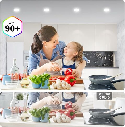 إضاءة غائرة 6 بوصات 12 حزمة من تركيبات إضاءة السقف LED 12 وات 2700 ك/3000 ك/3500 ك/4000 ك/5000 ك مصابيح قابلة للتعتيم مع صندوق توصيل للمنزل والمطبخ وغرفة النوم وغرفة المعيشة in Saudi Arabia
