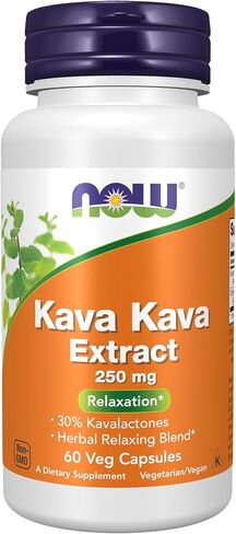 NOW Supplements, مستخلص الكافا كافا 250 ملجم، 30% كافالاكتون، مزيج عشبي للاسترخاء*، 120 كبسولة نباتية in Saudi Arabia
