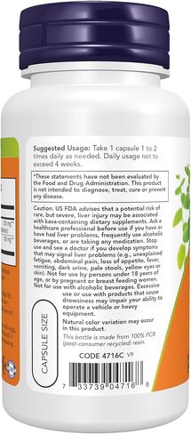 NOW Supplements, مستخلص الكافا كافا 250 ملجم، 30% كافالاكتون، مزيج عشبي للاسترخاء*، 120 كبسولة نباتية in Saudi Arabia