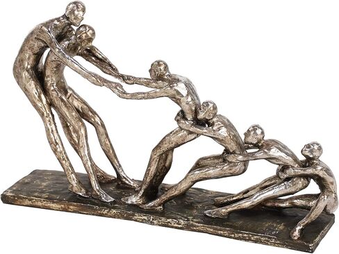 Deco 79 Polystone People Decorative Sculpture Home Decor Statue, Accent Figurine 13" x 3" x 8", Silver in Saudi Arabia