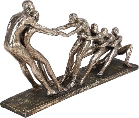 Deco 79 Polystone People Decorative Sculpture Home Decor Statue, Accent Figurine 13" x 3" x 8", Silver in Saudi Arabia