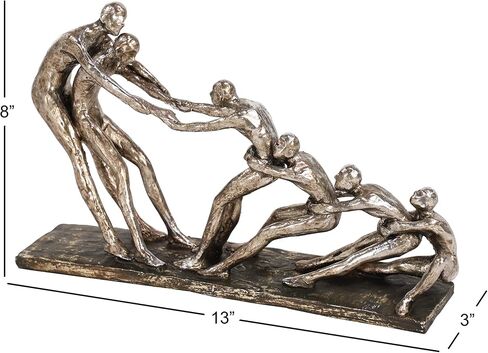 Deco 79 Polystone People Decorative Sculpture Home Decor Statue, Accent Figurine 13" x 3" x 8", Silver in Saudi Arabia
