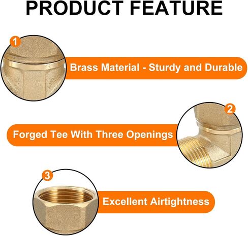 uxcell Brass Tee Swivel Pipe Fitting, 3/4" (Female x Female x Male) 3 Way T-Connector Fitting Coupler for Air Conditioner Refrigeration Plumbing, 1pcs in Saudi Arabia