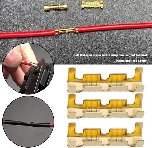 eMagTech 200Pcs Brass Crimp Electrical Connector Wire U-Shaped Terminal, U-Shaped Brass Crimp Terminal Connectors Suitable for Lines 0.5-1.5mm² in Saudi Arabia