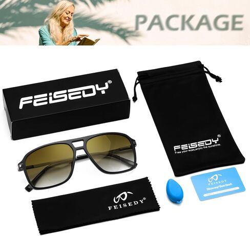 FEISEDY Aviator Bifocal Reading Sunglasses for Men Women Vintage Square Tinted Blue Light Blocking Readers B0181 in Saudi Arabia