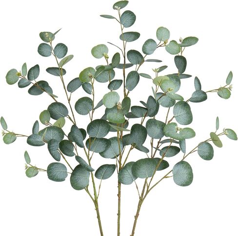 Fall Leaves Stems Artificial Eucalyptus Fall Stems Fake Eucalyptus Decor Silk Faux Fall Stems 3Pcs Eucalyptus Plant Branches for Vase Home Centerpiece Wedding Autumn Decoration(Dark Red) in Saudi Arabia