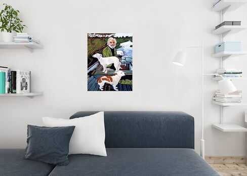 Man in Boat With Dogs Movie Painting Poster Motorboat On Water Film Cool Wall Art Print Poster 12x18 in Saudi Arabia