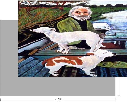 Man in Boat With Dogs Movie Painting Poster Motorboat On Water Film Cool Wall Art Print Poster 12x18 in Saudi Arabia