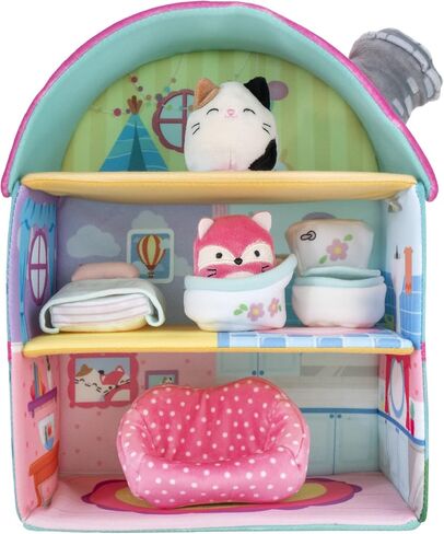 Squishville by Squishmallow Fifi’s Cottage Townhouse, 2" Blair and Fifi Soft Mini-Squishmallow and 4 Plush Furniture Accessories, Irresistibly Soft Toys, 3 Floors to Explore, Amazon Exclusive in Kuwait