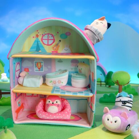 Squishville by Squishmallow Fifi’s Cottage Townhouse, 2" Blair and Fifi Soft Mini-Squishmallow and 4 Plush Furniture Accessories, Irresistibly Soft Toys, 3 Floors to Explore, Amazon Exclusive in Kuwait