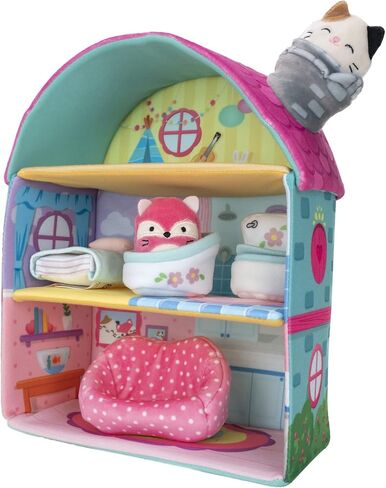 Squishville by Squishmallow Fifi’s Cottage Townhouse, 2" Blair and Fifi Soft Mini-Squishmallow and 4 Plush Furniture Accessories, Irresistibly Soft Toys, 3 Floors to Explore, Amazon Exclusive in Kuwait