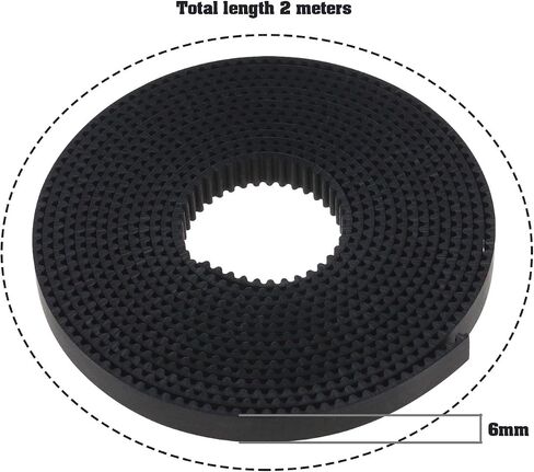 Create idea Open 2GT Timing Belt 2 Meters Compatible with Ender 3 / Ender 3 V2 / Ender 3 Pro/Ender 5 Series 3D Printer Pitch 2mm Width 6mm with 4PCS Brass Sleeves in Saudi Arabia