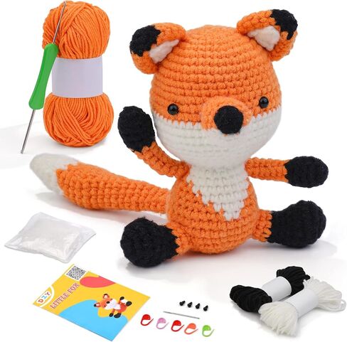 SOCNITC Beginner Crochet Kit Crochet Animal Kit and Knitting Starter Kit with instruction tutorials and video tutorials Peasy Yarn Hook Needle Accessories for Beginners and Lovers DIY in Kuwait