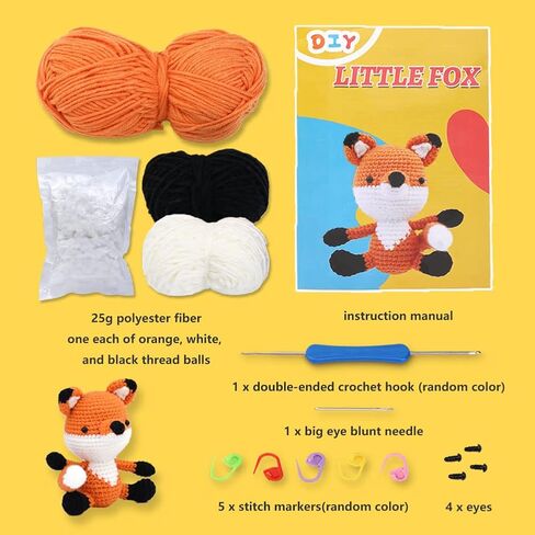 SOCNITC Beginner Crochet Kit Crochet Animal Kit and Knitting Starter Kit with instruction tutorials and video tutorials Peasy Yarn Hook Needle Accessories for Beginners and Lovers DIY in Kuwait