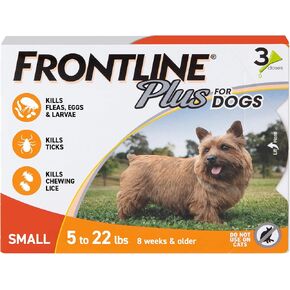 FRONTLINE® Plus for Dogs Flea and Tick Treatment (Small Dog, 5-22 lbs.) 8 Doses (Orange Box)