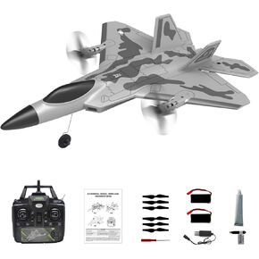 Leopmase RC Plane 4 Channel Remote Control Airplane Fighter, F-22 RC Plane Ready to Fly,Stunt Flying Upside Down,Two Rechargeable Batteries,Great Gift Toy for Adults or Kids in Kuwait