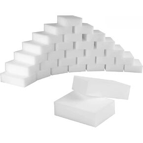 Acrux7 50 Pack Magic Sponge Eraser, Extra Thick Melamine Foam Sponges Cleaning Pads in Bulk Household Cleaning Sponge for Bathroom Kitchen Dishes, Tile Floor, Leather, Car(100x70x30mm)