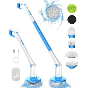 منظف ​​دوار كهربائي من AKKTOL، منظف دش بمقبض طويل، منظف كهربائي مع 6 فرشاة قابلة للاستبدال، مقاومة للماء 1.5 ساعة IPX7، رؤوس تصل إلى 300 دورة في الدقيقة، منظف كهربائي لتنظيف الحمام والحوض والأرضية in Kuwait