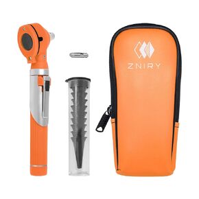 Mini Otoscope - Ear Scope with Light, Ear Infection Detector Mini Otoscope - Portable Ear Light and Exam Kit for Home Use - 3X Magnifying Fiber Optic Scope (Orange)