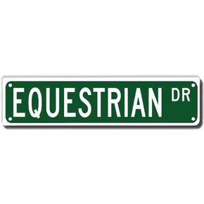 ERMUHEY Equestrian Dr Street Sign, Equestrian Gift, Equestrian Wall Decor for Home Office Pasture Garage Man Cave Plaque Quality Metal Sign 16x4 Inch