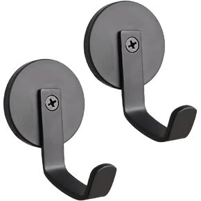 3mm Magnetic Hooks Wreath Hanger for Front Door Black Stainless Steel Magnet Hooks for Hanging Towel Coat Cruise Fridge Indoor Outdoor 2 Packs