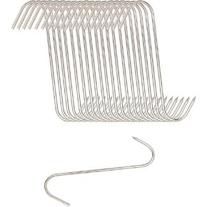 Alele 20Pcs 5 Inches Poultry Hooks, Stainless Steel Lightweight Hook for Meat Processing Hanging Smoking (Meat Hooks 20 Pack 5 inch 3mm)