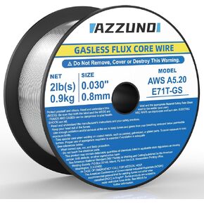 AZZUNO Flux Core Mig Welding Wire, E71T-GS Mild Steel Gasless Mig Wire .035" 2-LB, 1-PACK