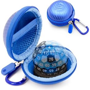CASEMATIX Hard Shell Travel Case Compatible with 100 Sided Dice D100 Dice with Non-Scratch Interior, Foam Pad and Metal Carabiner - 3" Compact Case fits One Hundred Sided Dice, Case Only