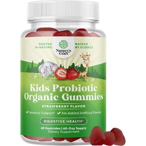 USDA Organic Probiotic Gummies for Kids - Vegan Non-GMO Kids Probiotic Gummy Vitamin for Immunity and Digestive Health - Gentle 2.5B CFU Organic Probiotics for Kids - Strawberry Flavor (2 Months)