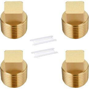 Litorange 3 PCS 3/4 Inch NPT Male Plug Fittings, Brass Cored Plug with Square Head for Boat, Gas,Drain plug etc