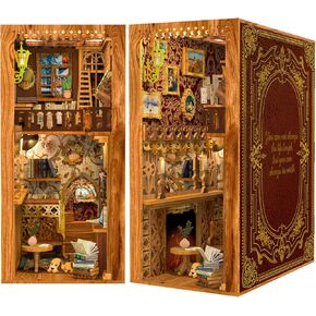 Fsolis DIY Book Nook Kit, DIY Dollhouse Miniature Kit Bookshelf Decor Booknook kit DIY Eternal Bookstore Book Nook Library Bookshelf Insert DIY Bookends Book Nook Kits for Adults