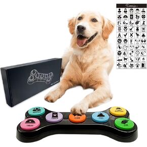 RIBOSY Dog Buttons for Communication, 6 Pcs Dog Speech Training Buzzers, Recordable Buttons with 50 Training Stickers - Train Your Dog to Voice What They Want (Battery Included) in Kuwait