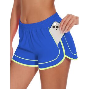 Womens Running Athletic Dolphin Shorts High Waisted Sports Workout Basketball Quick Dry Shorts with Liner Zip Pocket