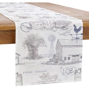 مفرش طاولة مزرعة ريفية من Estmy بطول 182.88 سم، مقاوم للماء/خفيف الوزن/بوليستر، كوخ ريفي، مقصورة مزرعة، غرفة الطعام، أريكة، مفرش طاولة القهوة، إكسسوارات قطعة مركزية للطاولة في الأماكن المغلقة والمفتوحة in Kuwait