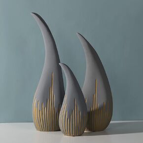'Teardrop' Modern Ceramic Vase, Contemporary Minimalistic Design, Unique Elegant Flower Vase, Decor for Living Room Bedroom, Kitchen, Home and Office (Large)