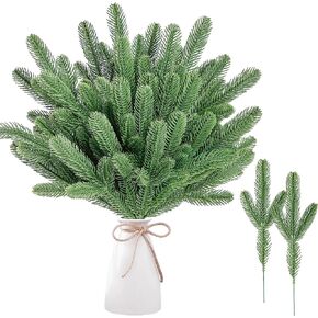 Sggvecsy 50 Pcs Artificial Pine Branches Green Plants Fake Greenery Pine Picks for DIY Wreath Xmas Home Garden Decoration