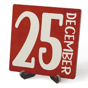 Christmas Desk Decor Sign, Christmas Decorations Indoor, December 25 Sign For Home Room Table Shelf, Winter Christmas Gifts For Family Friend Coworker, Wooden Sign With Stand, SD03
