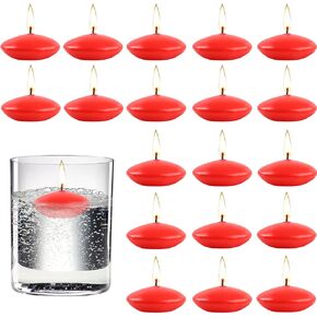 50 Pieces 1.5 Inch Valentine's Day Floating Candles, Unscented Floating Candles for Centerpieces Dripless Wax Discs for Wedding, Valentine's Party, Pool Party, Spa & Bathtub(White)