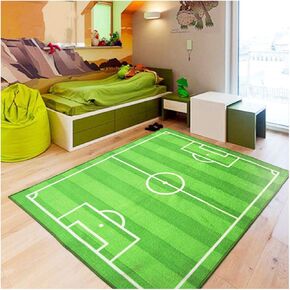 FUNS Soccer Field Kids Play Area Rug, Football Field Carpet, Play Mat for Boys Girls, Home Decor, Sports Theme Room