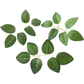100 Pcs Fake Rose Leaves Artificial Green Leaves Rose Flower Leaves False Greenery Leaf Wreath Garlands Making Leaves for Home Wedding