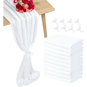 10 Pack 29x120 Inches Wedding Table Runner 10ft Pink Chiffon Table Runner Sheer Table Runners for Romantic Baby Shower Birthday Party Bridal Shower Thanksgiving Christmas Decorations