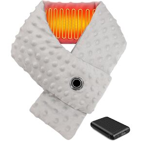 Graphene Heated Scarf with Battery Pack USB Heated Neck Wrap for Women Men Child Fleece Heating Pad for Neck Warming