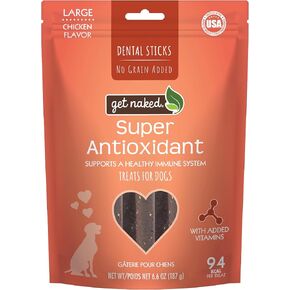 Get Naked Grain Free 1 Pouch 6.2 Oz Super Antioxidant Dental Chew Sticks, Small