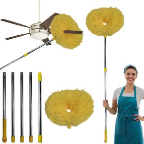 85 Inch Ceiling Fan Cleaner Duster Reusable Microfiber Ceiling Fan Blade Cleaner Removable Duster with Extension Pole for Cleaning Walls Bookshelves Furniture Door Window Top (Grey)