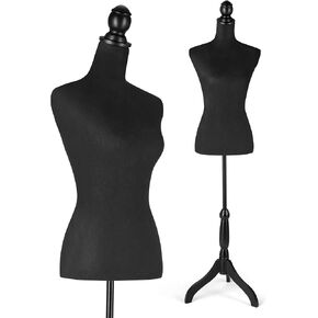 Mannequin Torso Dress Form Height Adjustable Pinnable Female Mannequin Body with Sturdy Tripod Stand for Home Decor, Jewelry & Clothing Display, Beige Printing